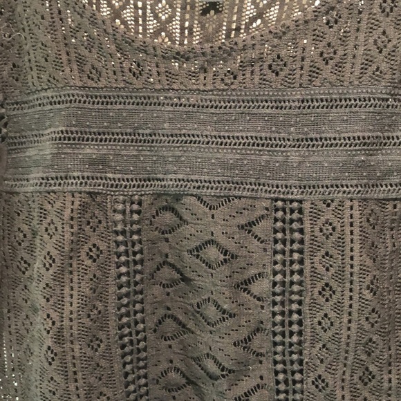 Lucky Brand black knit crochet 3/4 sleeve semi open knit weave M - Picture 4 of 8